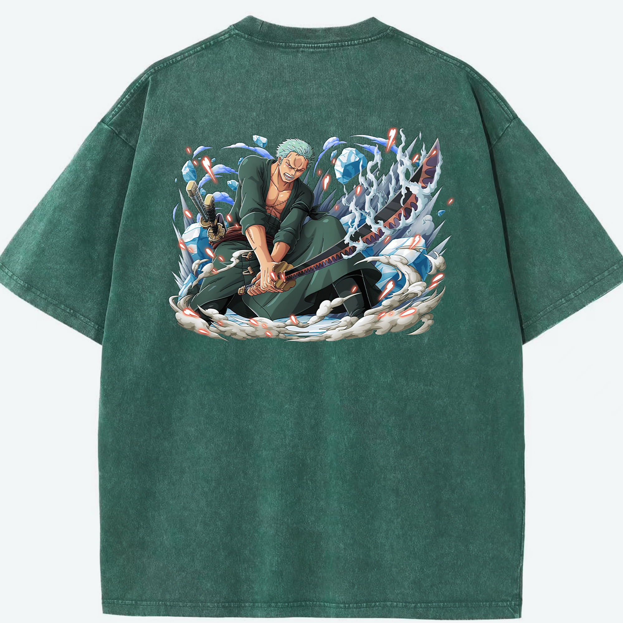 ワンピース ロロノア・ゾロ ONE PIECE Roronoa Zoro 綿100% ヴィンテージ風 半袖Tシャツ（背面プリント）